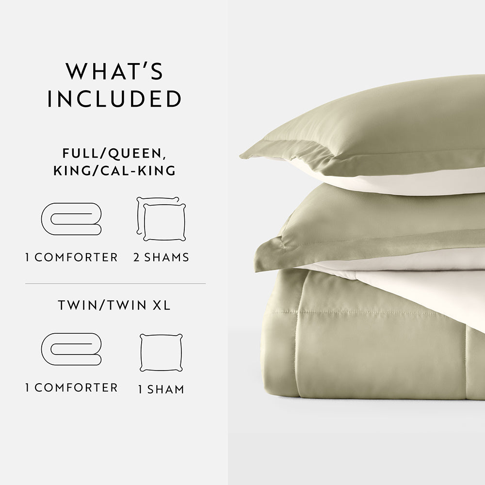 Reversible Down Alternative Comforter Set - All Season Hypoallergenic Bedding with Duvet Cover - Perfect for Master Bedroom, Guest Room & Dorm Use