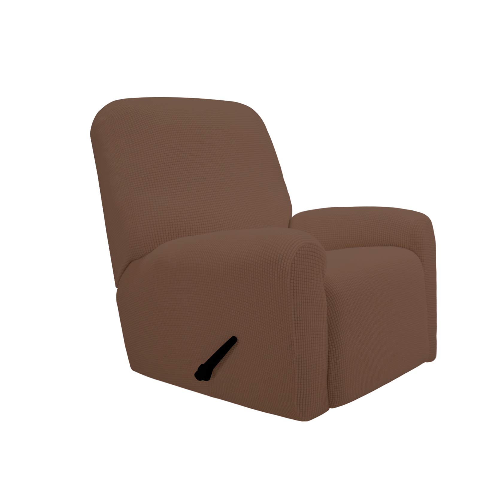 PureFit Stretch Recliner Sofa Slipcover with Pocket - Spandex Jacquard Non-Slip Sofa Cover, Washable Elastic Furniture Protector for Kids & Pets (Brown) | Perfect for Living Room, Family Room & Home Theater Seating