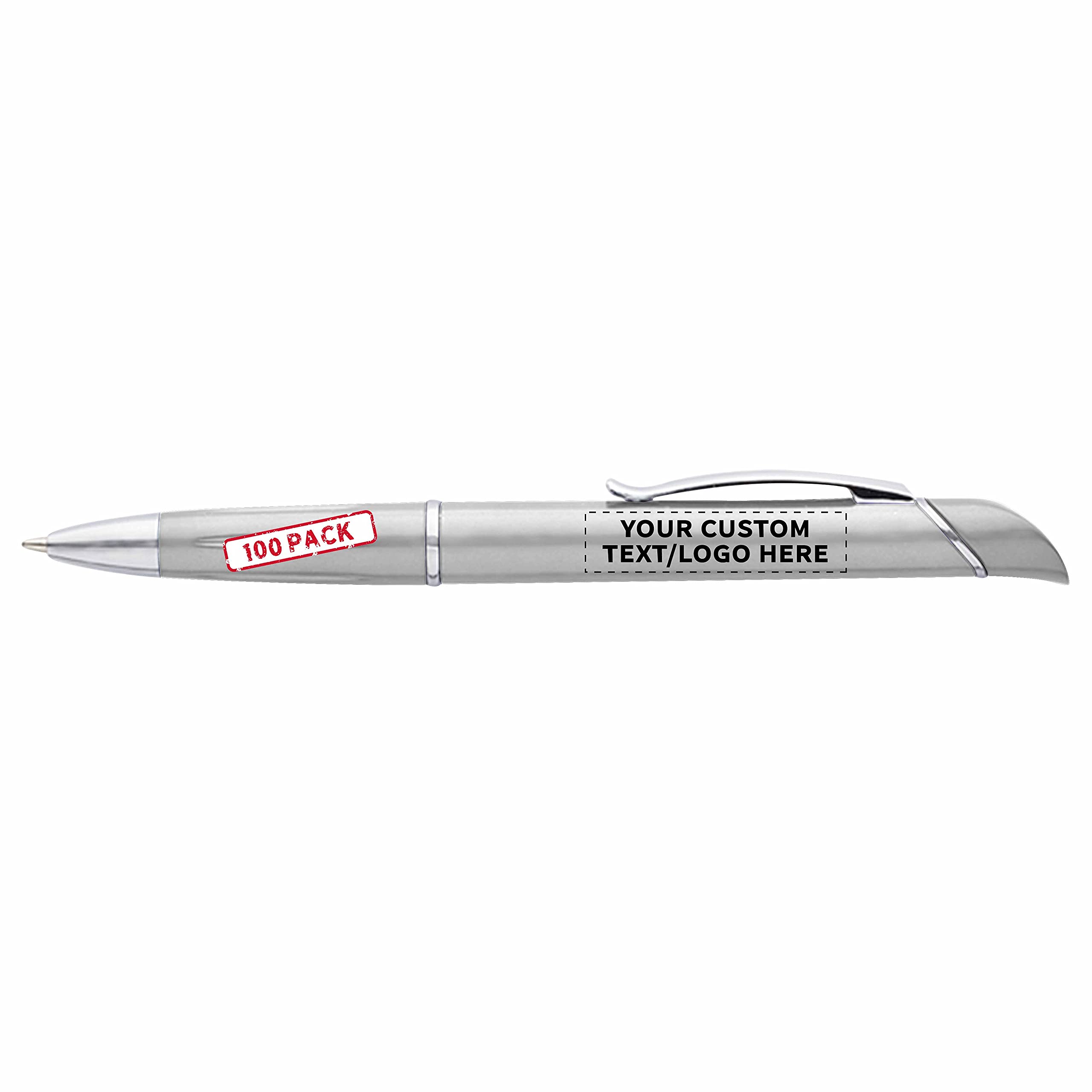 100 Pack Allende Twist Plastic Pens with Highlighter - Custom Text & Logo Printing - Durable Black Ink Ballpoint Pens for Office, School & Business Promotions - Bulk Promotional Pens for Corporate Gifts & Events