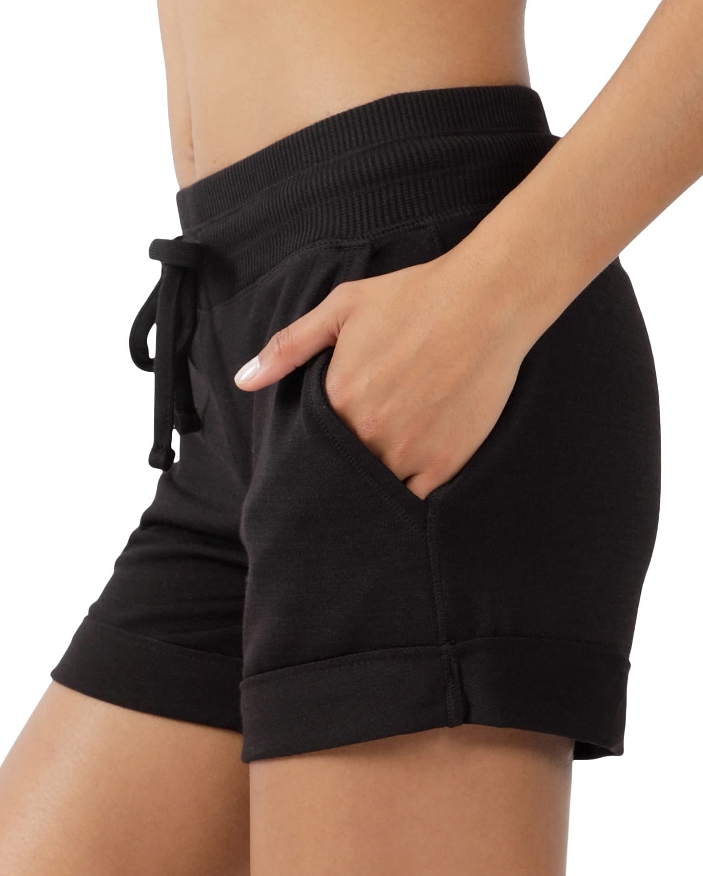 90 Degree By Reflex Women's Soft Comfy Activewear Lounge Shorts with Pockets & Drawstring - Perfect for Yoga, Running, Gym Workouts & Casual Wear
