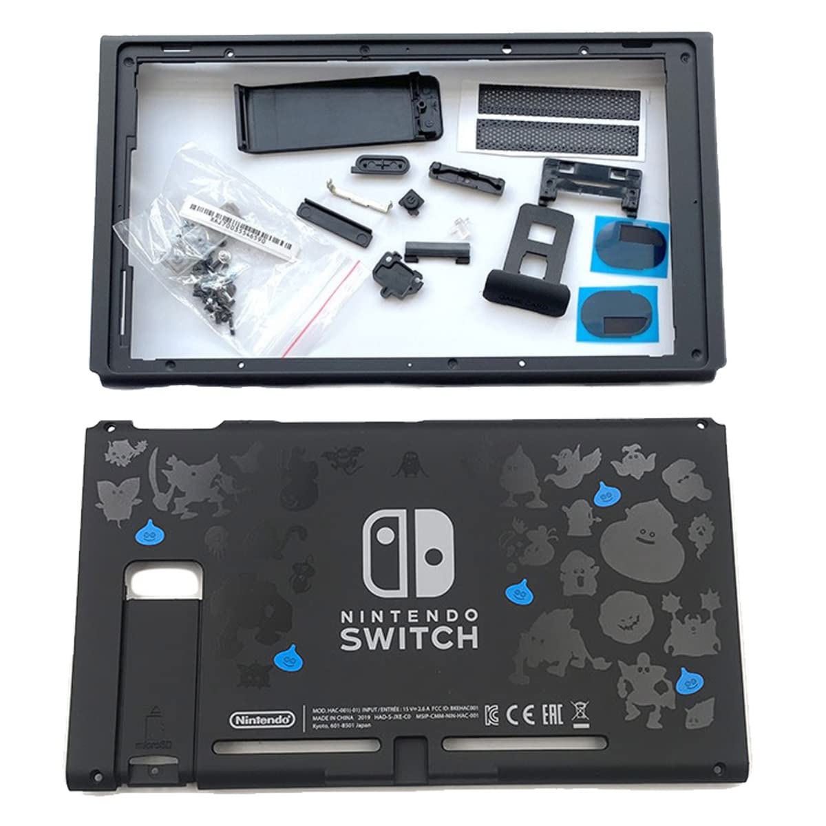 Replacement Full Housing Shell with Backplate & Middle Frame for Nintendo Switch 2019/2020 Model HAC-001(-01) - DIY Repair Kit for Console Protection and Customization
