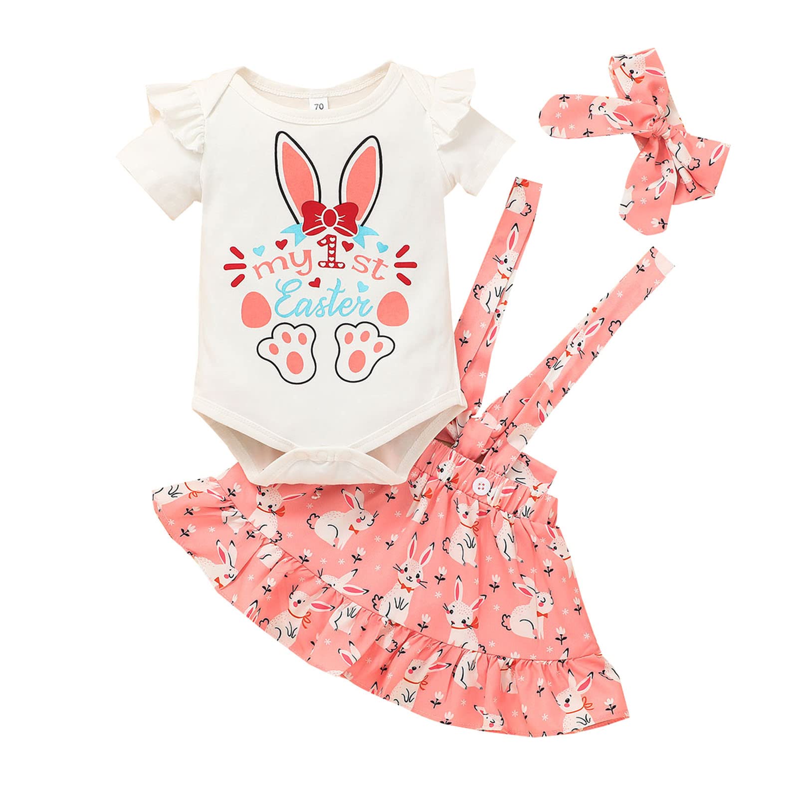 Toddler Baby Girls Summer Romper & Plaid Suspender Skirt Set - Cute Halloween Letter Print Outfit for Casual Wear | Perfect for Playdates, Parties & Photo Shoots
