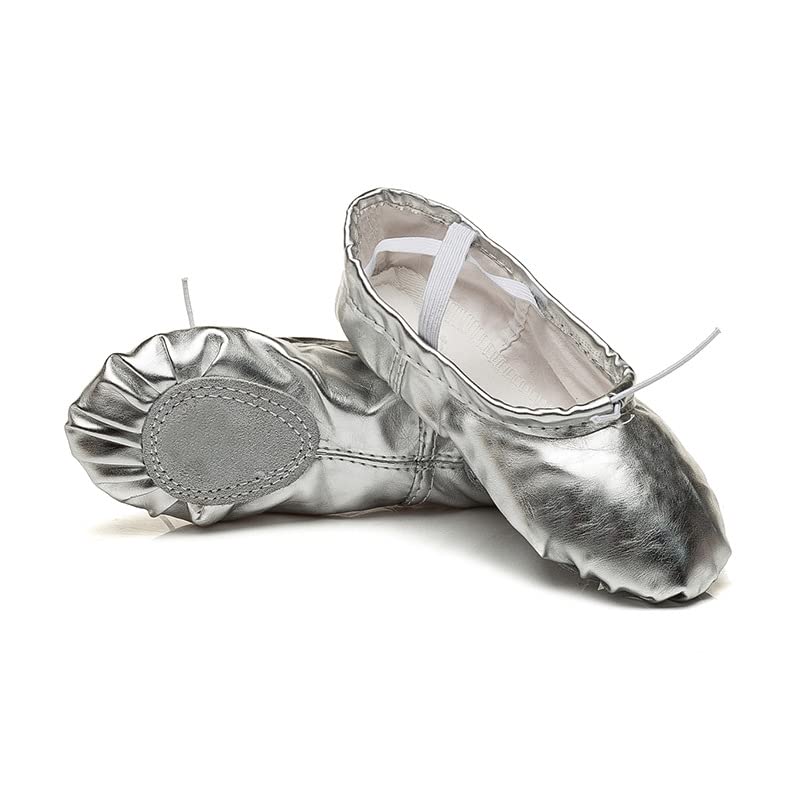 MSMAX Split Sole Ballet Shoes for Toddlers & Kids - Soft Leather Dance Slippers for Girls & Boys - Perfect for Ballet Class, Recitals & Dance Practice