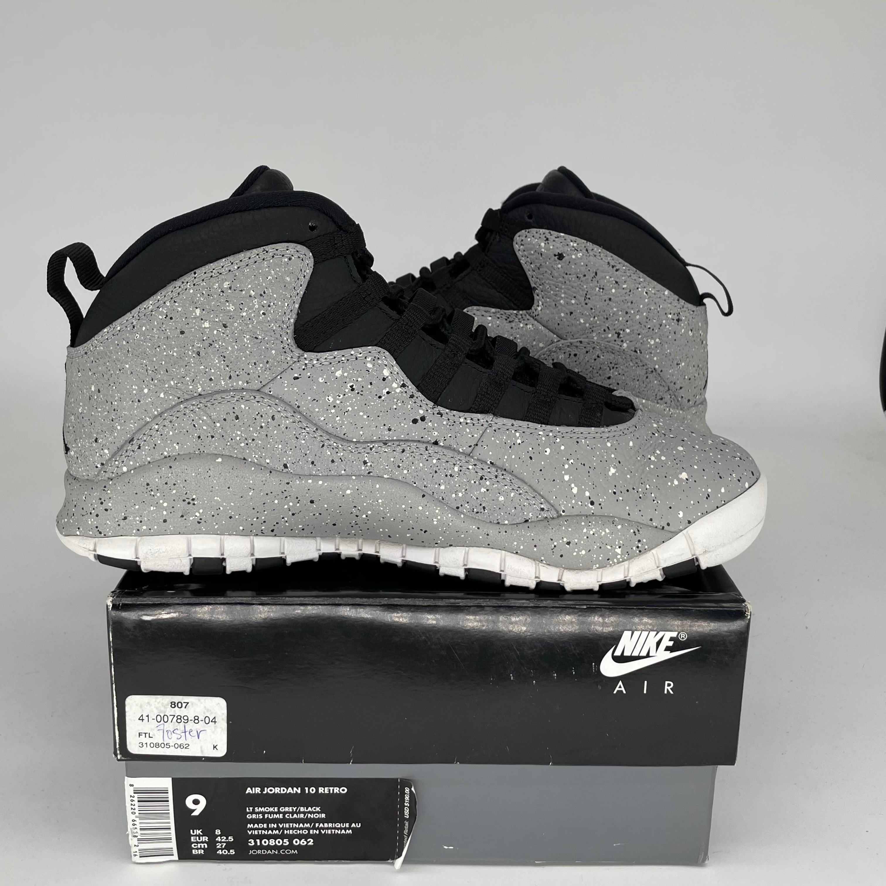Air Jordan 10 Retro 'Light Smoke Grey' Men's Basketball Shoes Size 9 - Official 310805-062 | Perfect for Streetwear, Gym & Casual Outfits