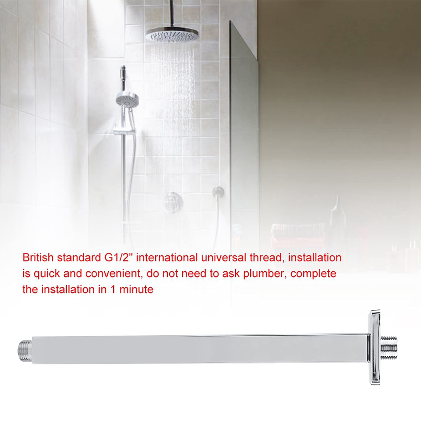 Extra Long Thick Stainless Steel Universal Shower Arm Extension - 8/10/12/16 Inch Wall Mounted Straight Shower Pipe for Bathroom & Spa Renovation