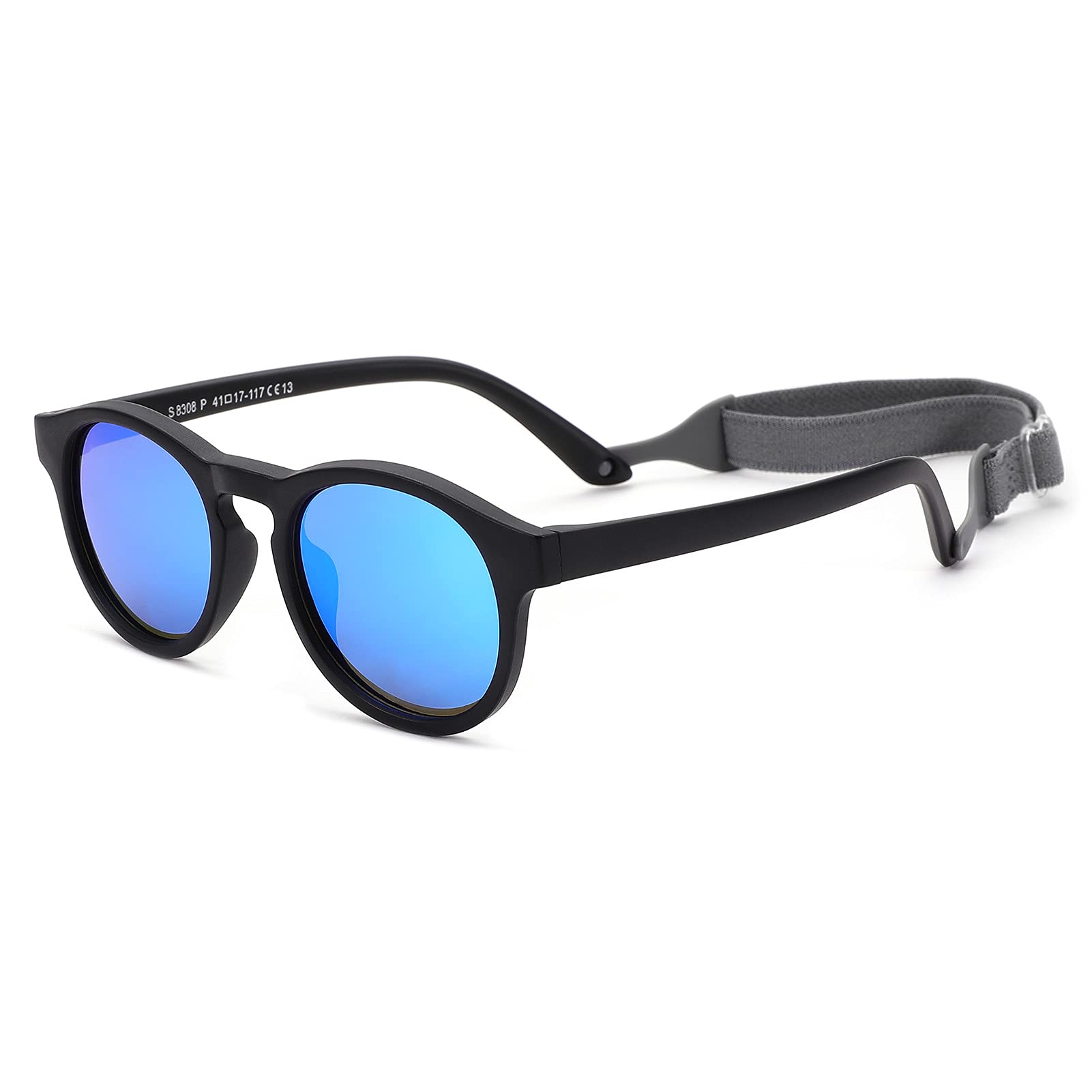 COASION Baby Sunglasses for 0-2 Years - UV400 Polarized, Flexible Round Frame with Adjustable Strap - Perfect for Beach, Outdoor Play & Car Rides