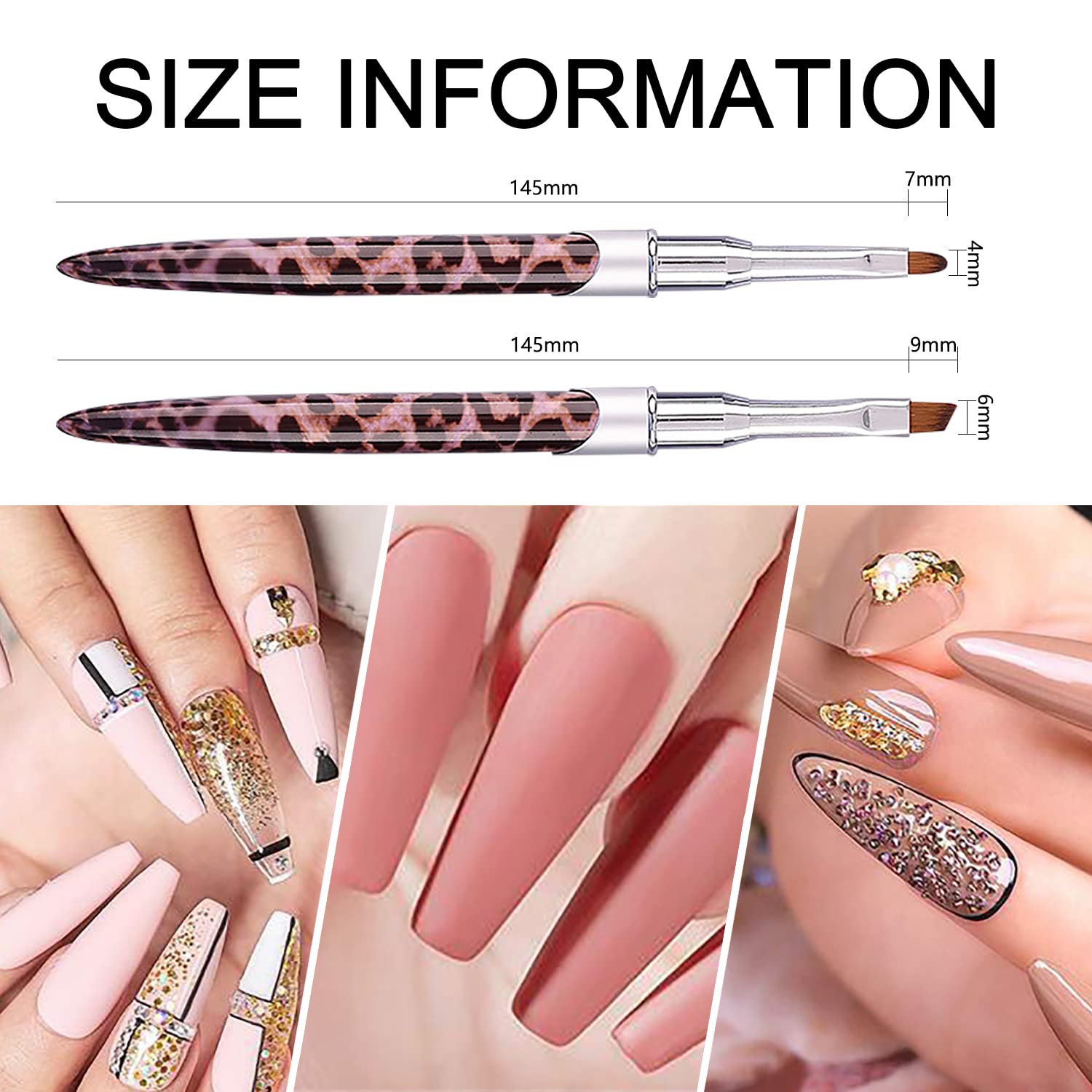 DANNEASY 2pcs Professional Nail Clean Up Brush Set - Nail Polish Remover Brush, Nail Art Brush for Acrylic Nails, Perfect for Nail Design & Cleaning Polish - Ideal for Salon, Home Manicure & DIY Nail Art