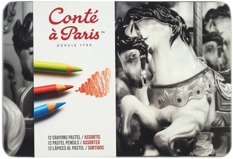 Conté à Paris Pastel Pencils - Set of 12 Vibrant Colors for Artists & Sketching | Perfect for Drawing, Blending & Creating Stunning Artworks