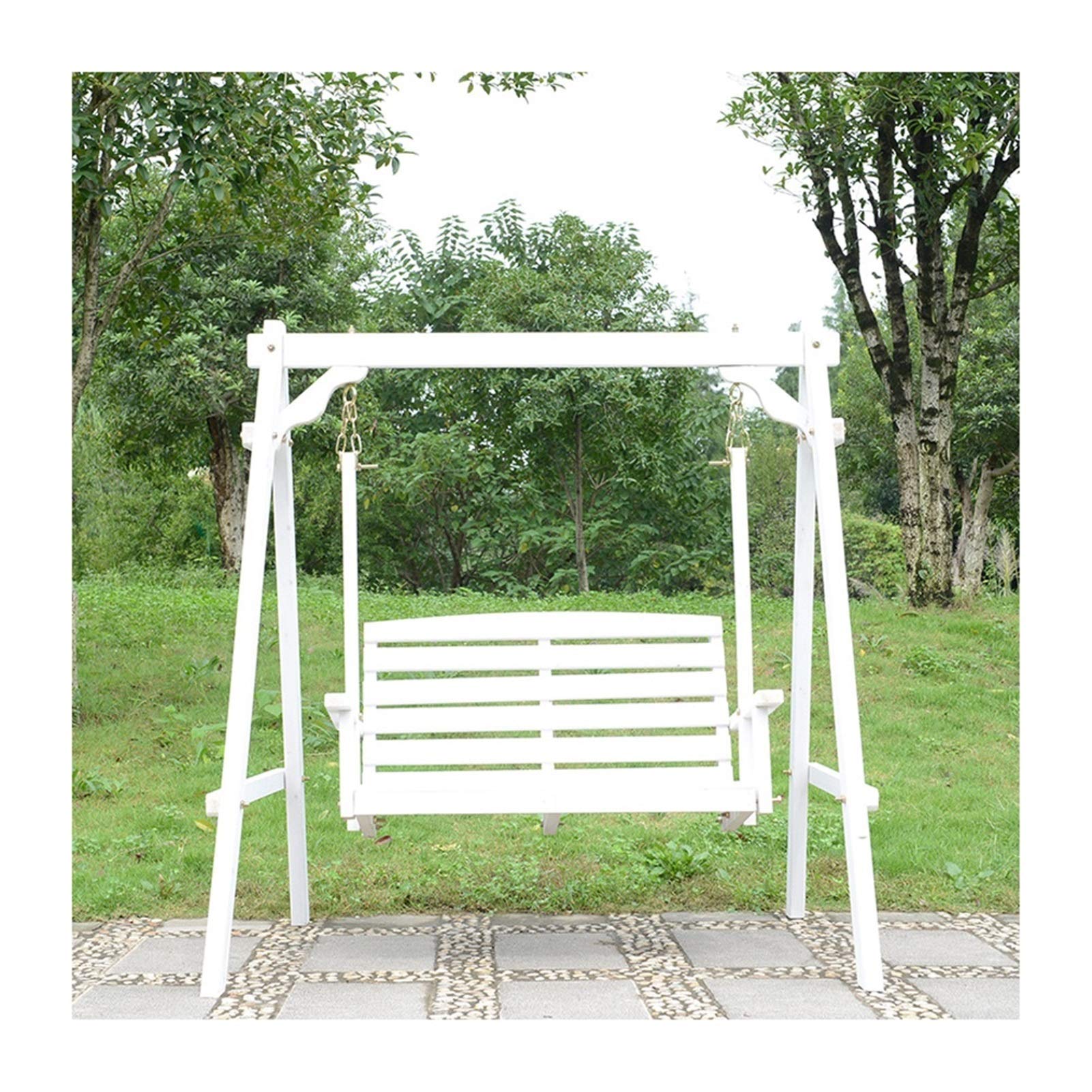 Outdoor Patio Swing Glider Chair with Stand - White Porch Swing Bench for Garden, Poolside & Backyard - Perfect for Relaxing, Lounging & Outdoor Decor