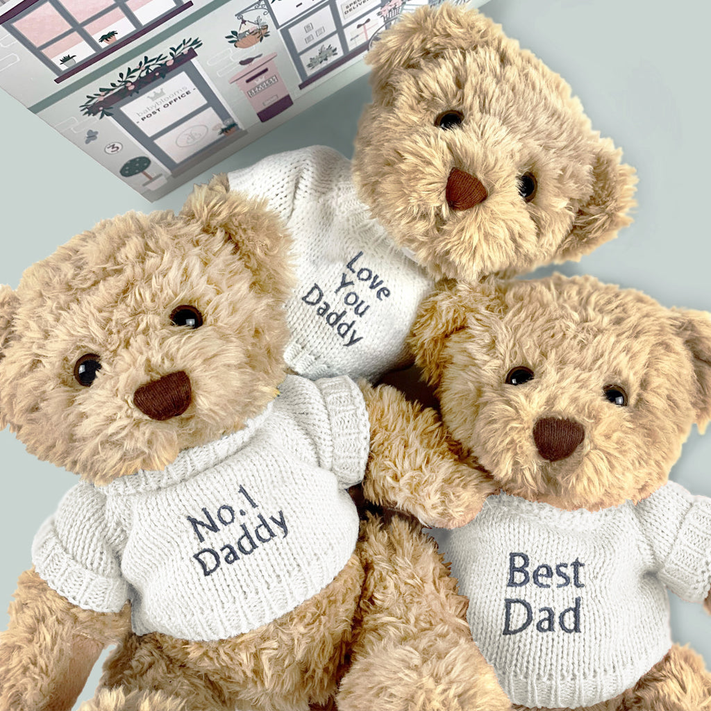 Personalized Bertie Bear Gift for Dad - Custom Engraved Plush Toy for Father's Day, Birthday & Special Occasions - Perfect for Gifting, Collecting & Home Decor