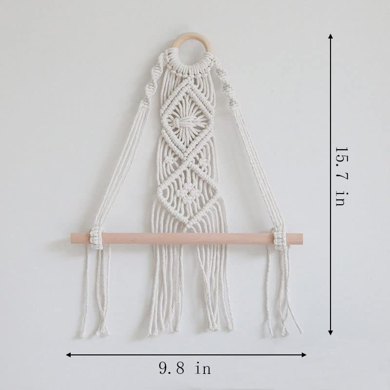 EZUME Wall Mount Paper Towel Holder - Boho Wooden Toilet Paper Rack, Handmade Woven Cotton Rope Hanging Decor for Bathroom, Kitchen, Bedroom & Living Room - Single Layer Tissue Storage Organizer | Perfect for Farmhouse, Bohemian & Rustic Home Decor