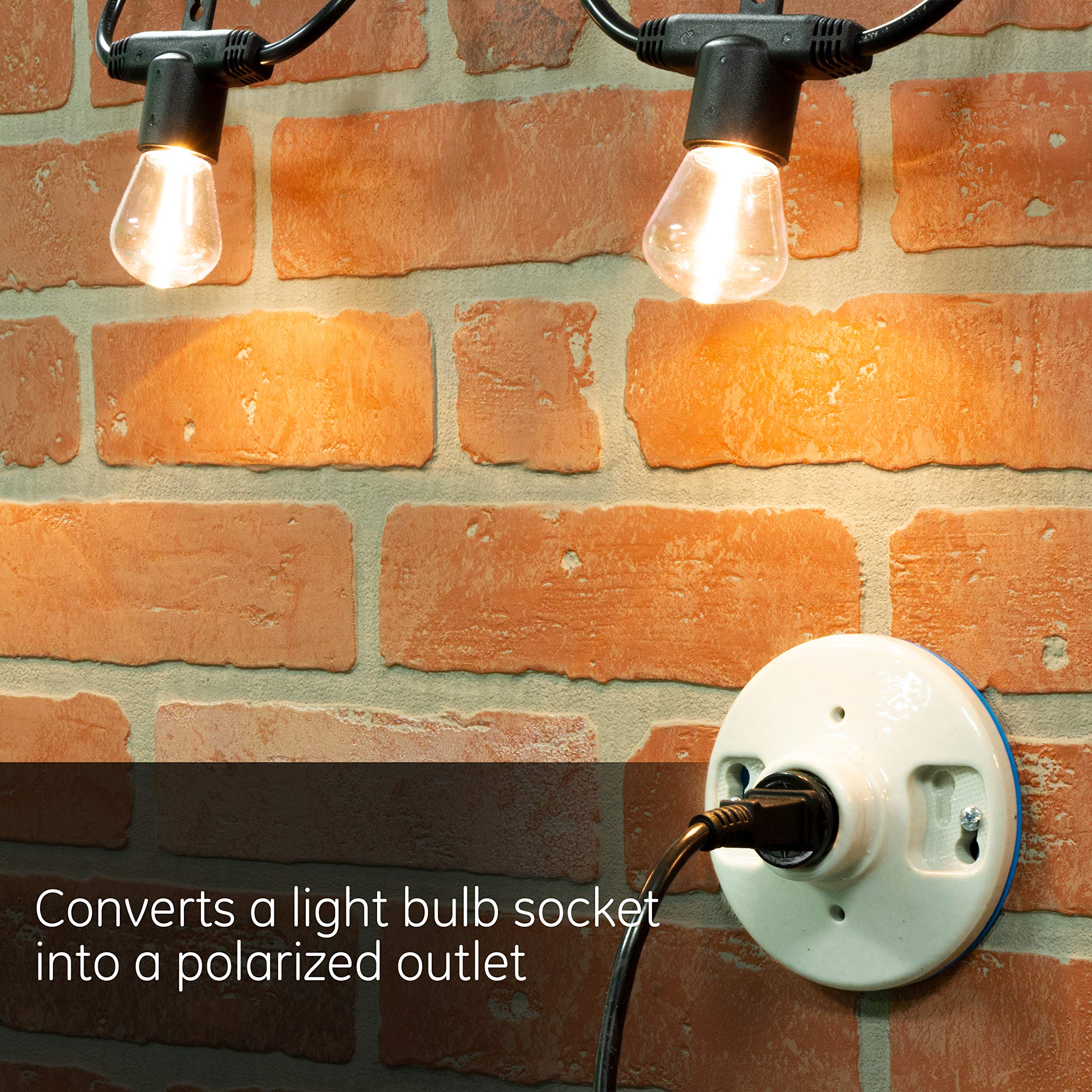 10 Pack Power Gear Polarized Handy Plug - Easy Install 2-Prong Light Bulb to Outlet Socket Adapter, UL Listed Black (54612) - Perfect for Lamps, Holiday Lights & Hard-to-Reach Outlets