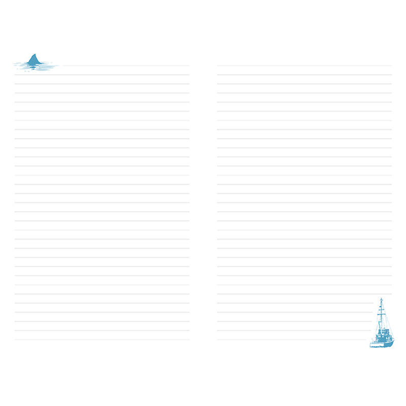 Jaws Hardcover Notebook - Lined Writing Journal for Men & Women - Perfect for Office, School, and Travel - Premium Leather Cover & 120 Pages - Shark Themed Gift Idea