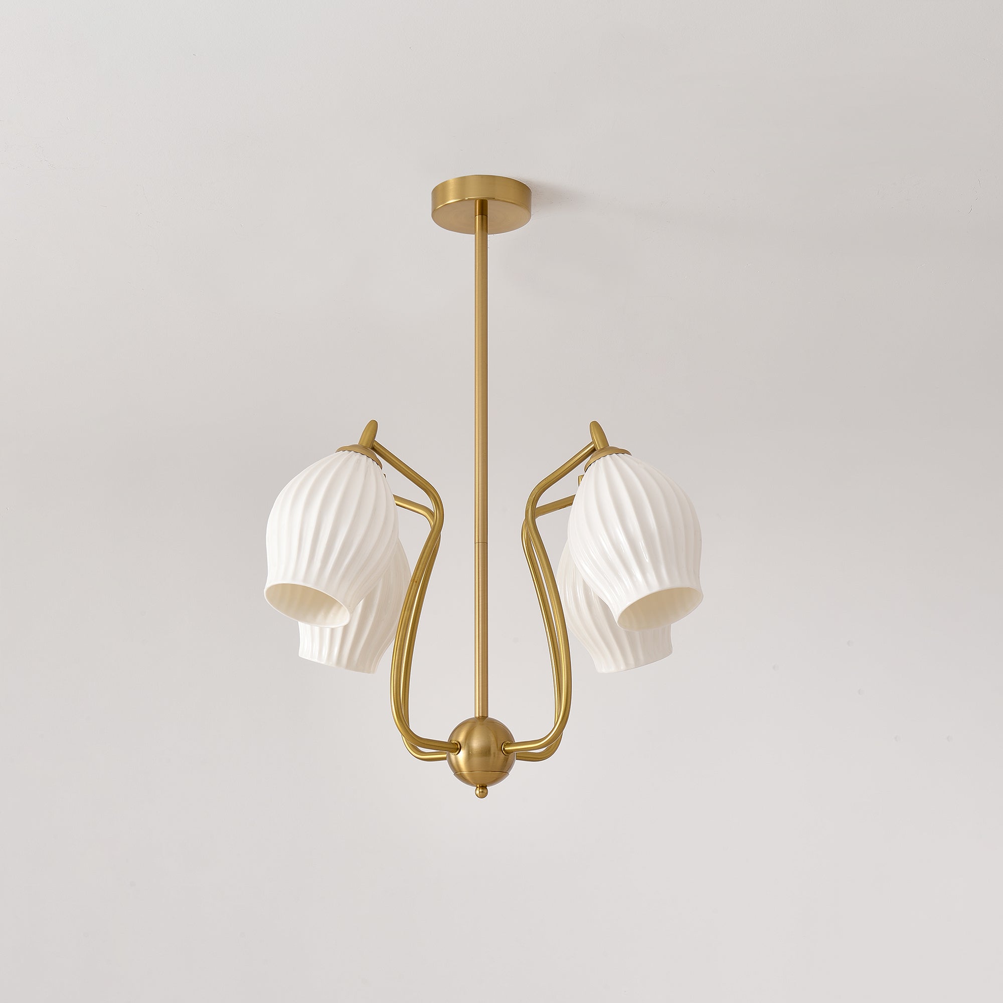 Elegant Ceramic Ribbed Chandelier - Modern Farmhouse Lighting Fixture for Dining Room, Living Room & Bedroom Ceiling Decor