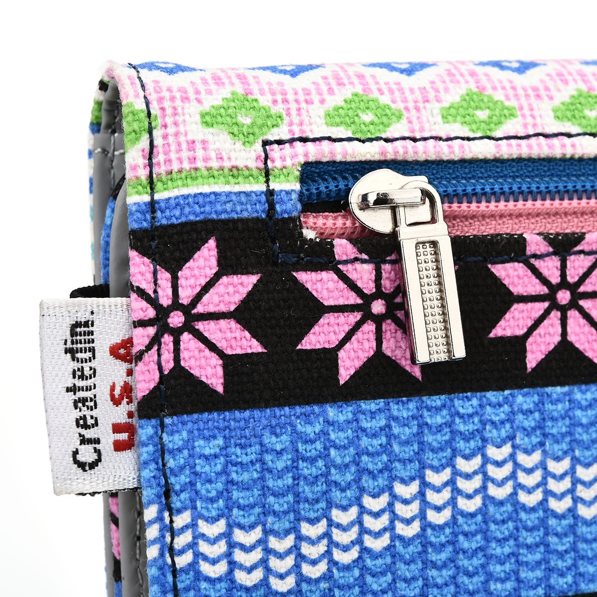 Kroo Chinle Styled Clutch Wristlet Wallet with Zippered Pouch - Compact Phone Holder for Smartphones up to 5.1-Inch (Blue & Pink) | Perfect for Everyday Use, Travel & Night Out Accessories