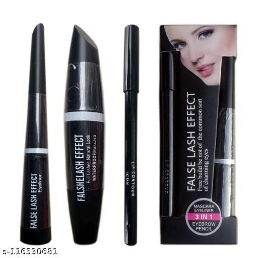 JEKANAZO'S Professional Makeup Kit - Waterproof Liquid Eyeliner, Black Kajal Pencil, 3-in-1 Eyeliner, Volumizing Mascara & Eyebrow Pencil (5-Piece Set) for Smokey Eyes, Winged Liner & Everyday Makeup Looks