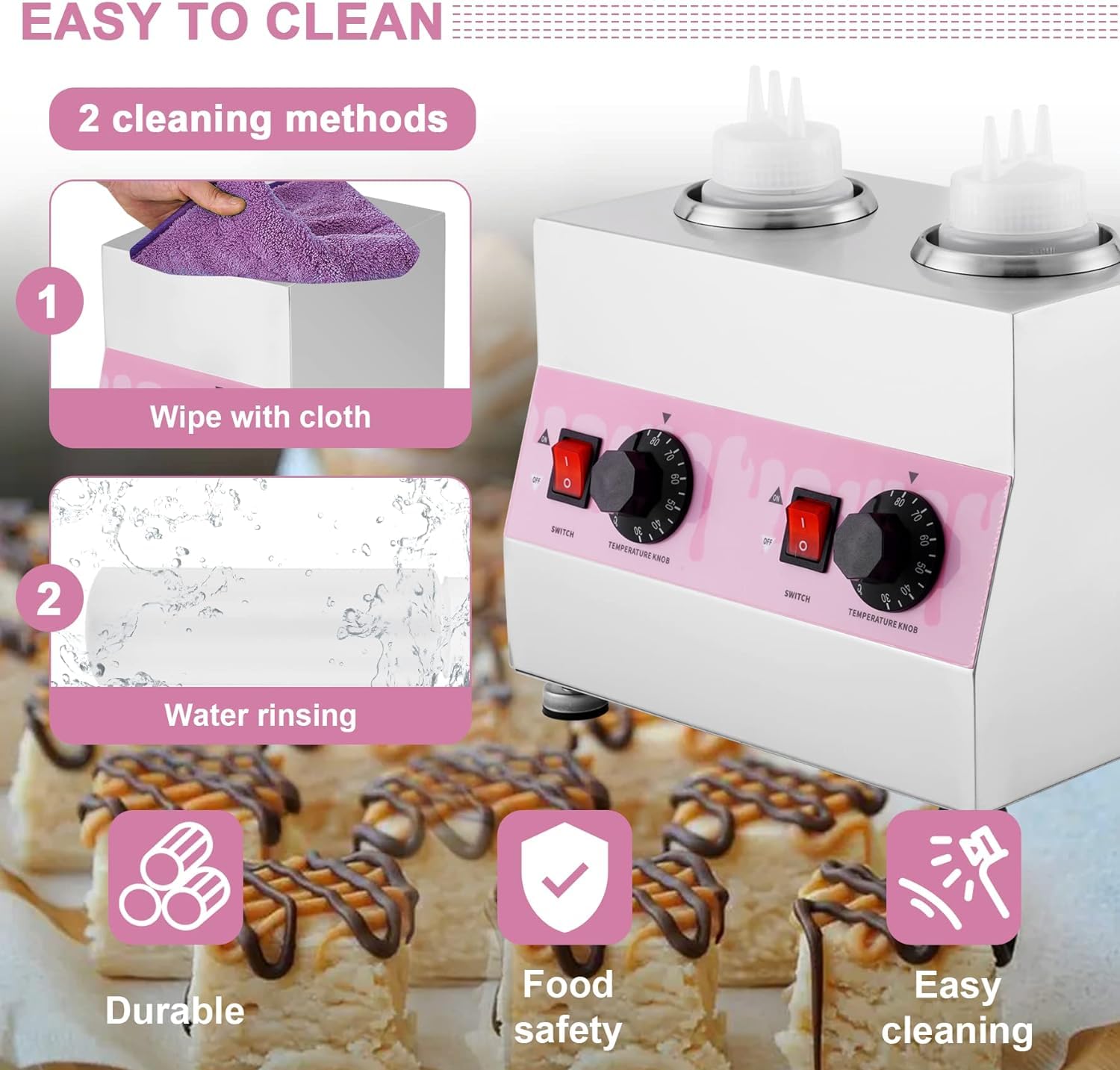 Electric Cheese Sauce Warmer & Hot Fudge Dispenser - 22OZ Nacho Cheese Warmer Machine with Temperature Control (86-185°F) - Perfect for Restaurants, Cinemas & Home Use - 110V Commercial Jam Heater for Preserving Sauces
