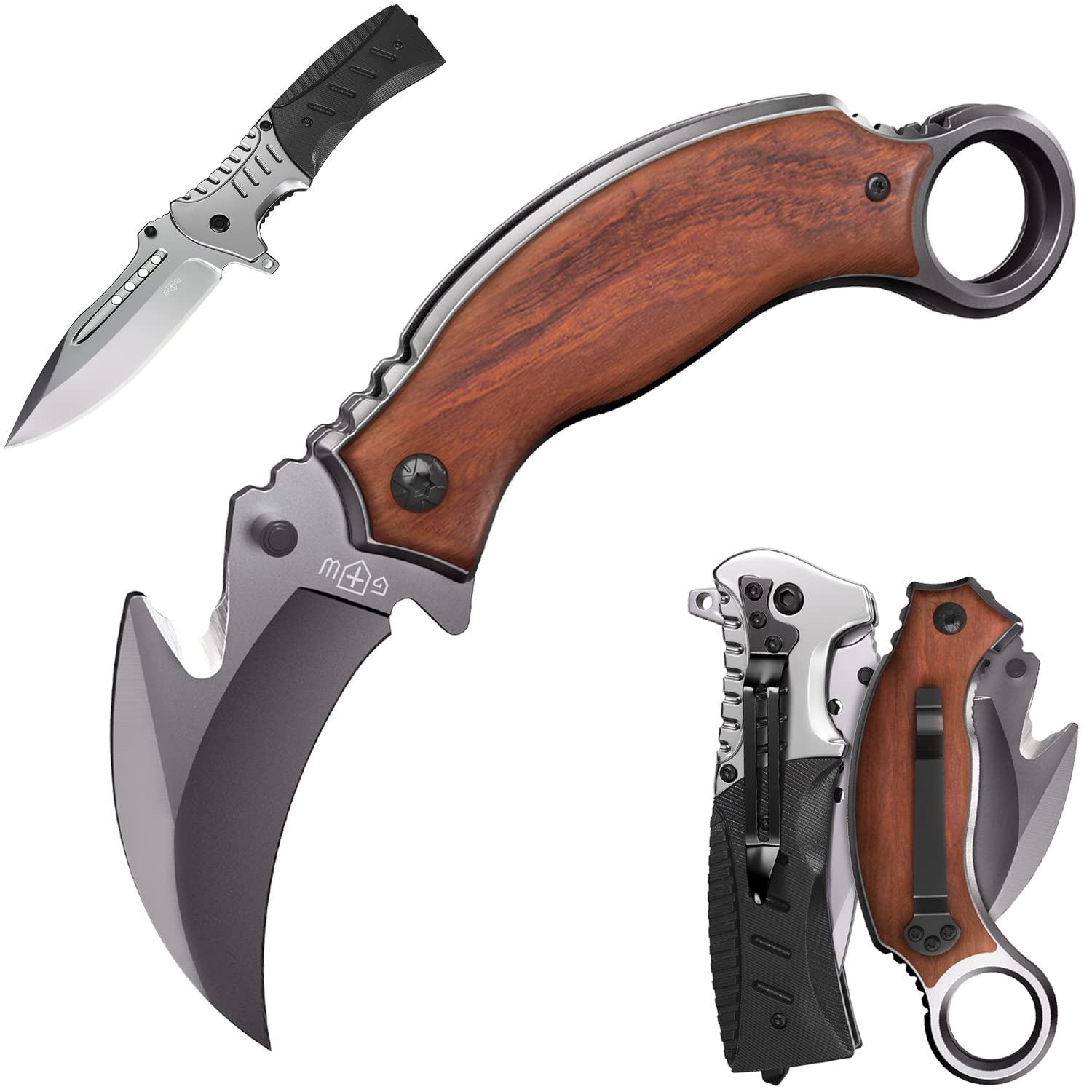 Karambit Knife Set - 2 Folding Knives for Camping & Survival