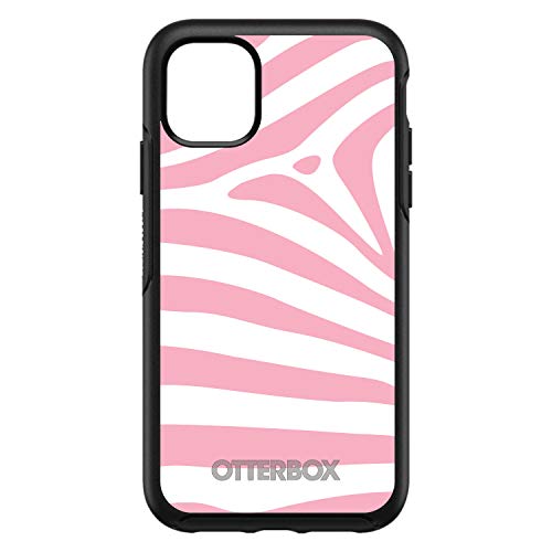 Pink & White Zebra Skin Stripes On Black Case