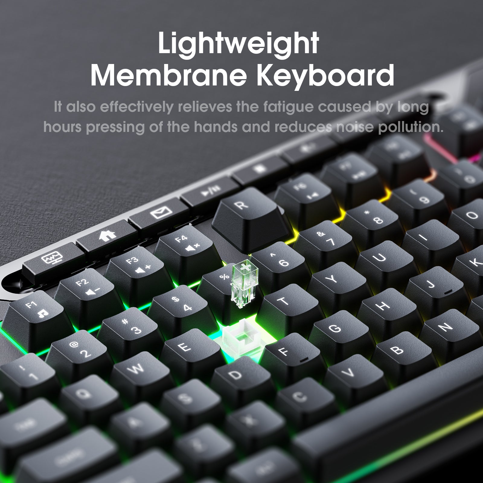 ONIKUMA G32 Matte Black Wired Gaming Keyboard with RGB Backlight - Mechanical Feel Keys for PC Gaming, Typing & Office Work