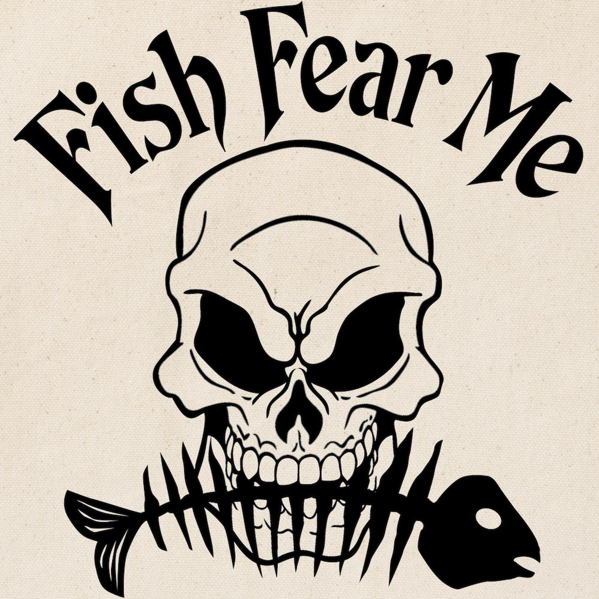 Fish Fear Me Skull Tote Bag - Natural Canvas Reusable Shopping Bag for Groceries, Beach & Everyday Use | Eco-Friendly & Durable