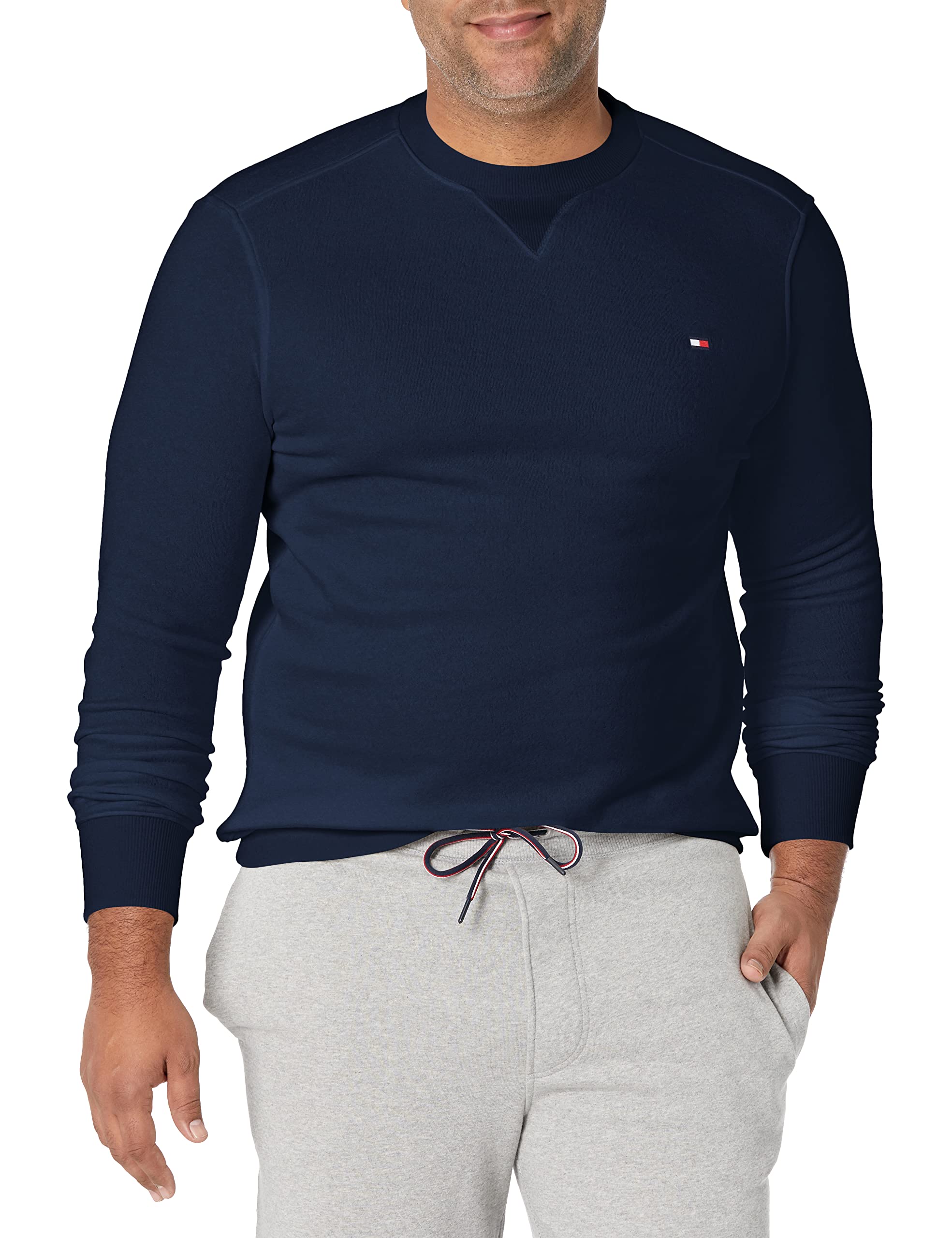 Tommy Hilfiger Men's Big & Tall Fleece Crewneck Sweatshirt - Soft & Comfortable Pullover for Casual Wear, Lounge & Outdoor Activities