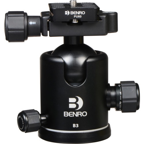 Benro B3 Double Action Ballhead Tripod Head - 360° Panoramic Rotation & Quick Release Plate for DSLR Cameras - Perfect for Landscape, Wildlife & Travel Photography