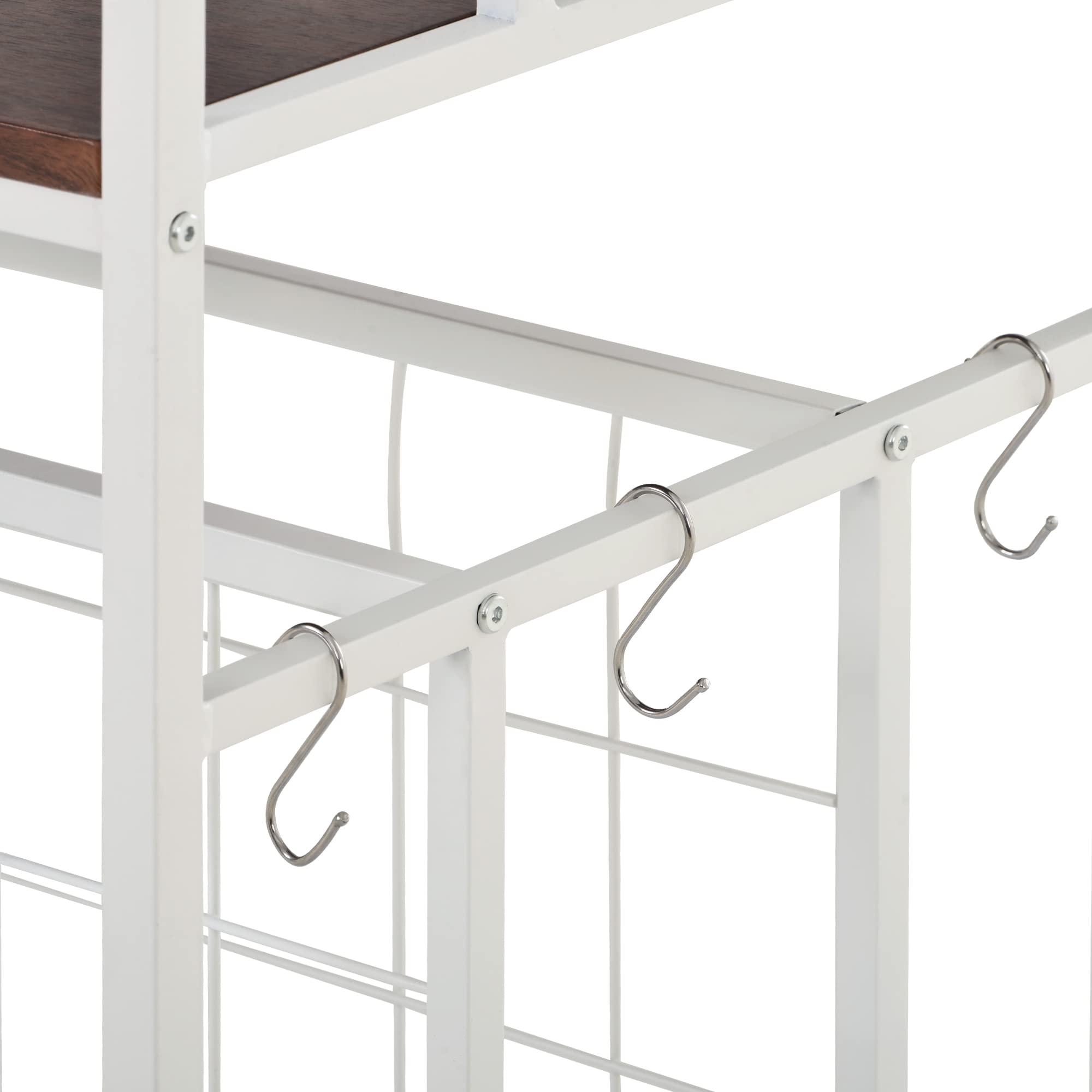 5-Tier Industrial Kitchen Microwave Stand - Freestanding Metal Baker's Rack with Spice Storage, Wine Rack, Glass & Cup Holders - Multi-Functional Storage Shelves for Kitchen, Pantry or Dining Room (Dark Brown) - Perfect for Small Space Organization & Entertaining