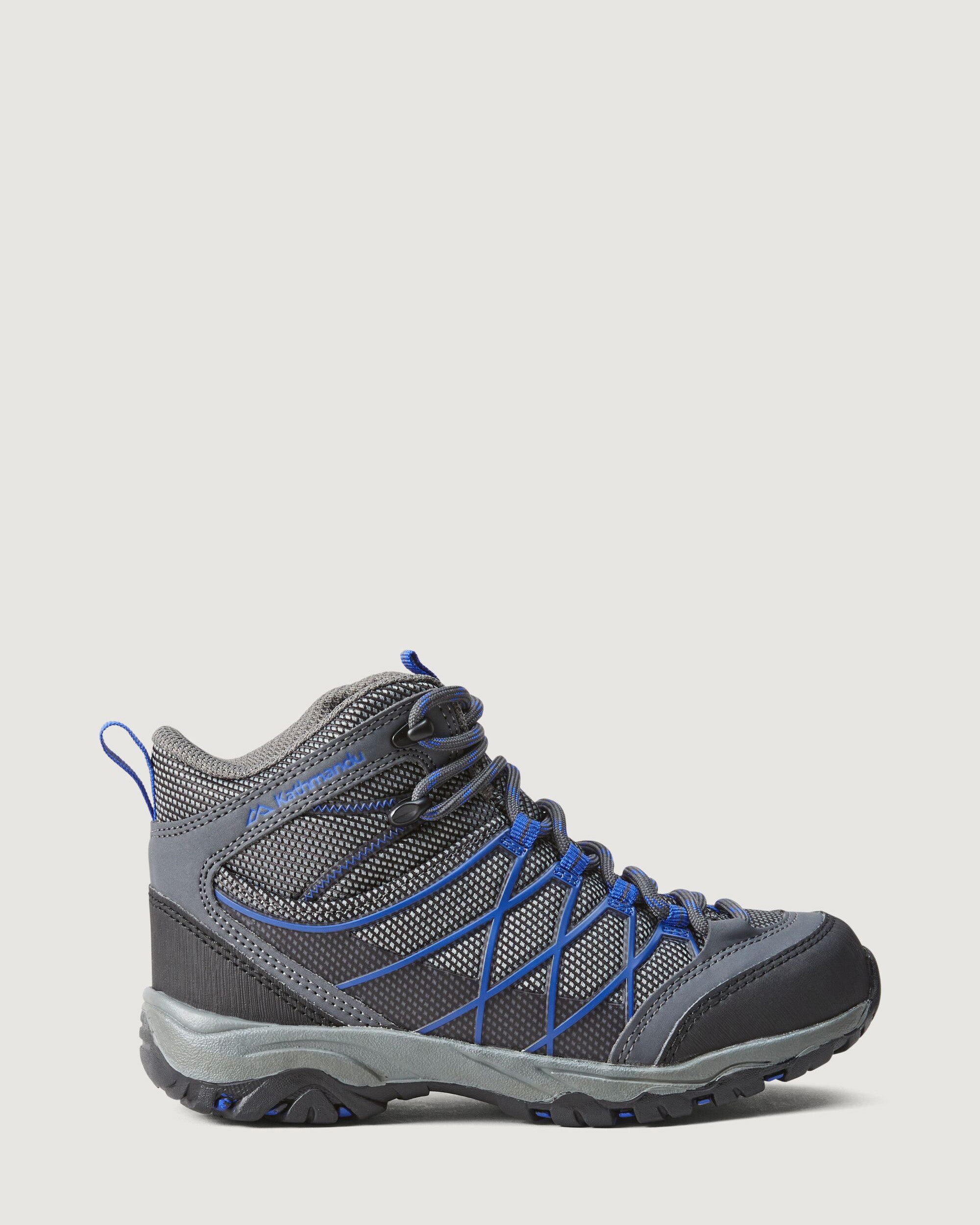 Messey Mid Kids' Unisex Boots v2 - Waterproof Winter Snow Boots for Boys & Girls, Grey/Blue - Perfect for Outdoor Play, Hiking & Cold Weather Adventures