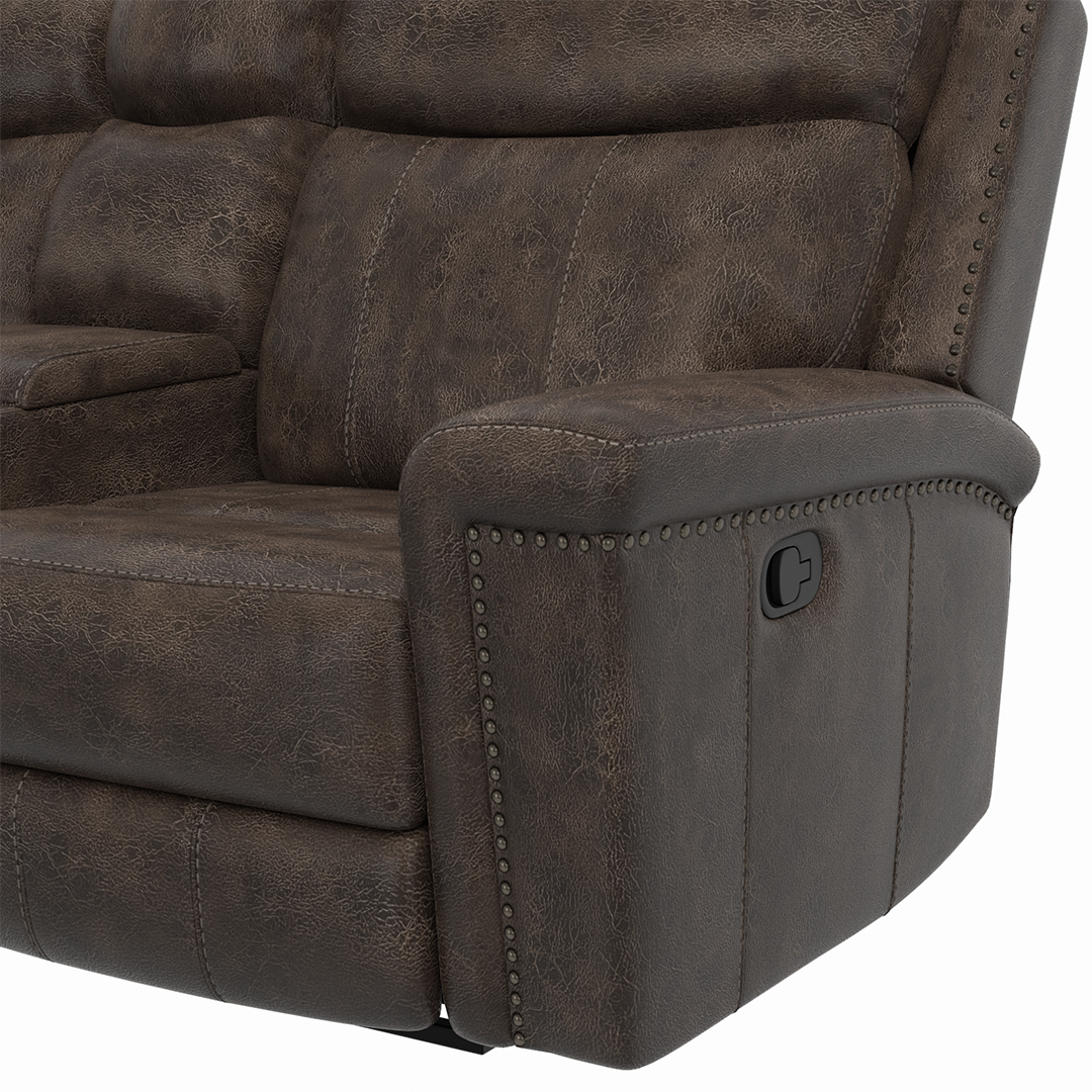 Quade Manual Reclining Loveseat with Console - Comfortable 2-Seater Recliner Sofa with Cup Holder for Living Room, Home Theater & Small Spaces