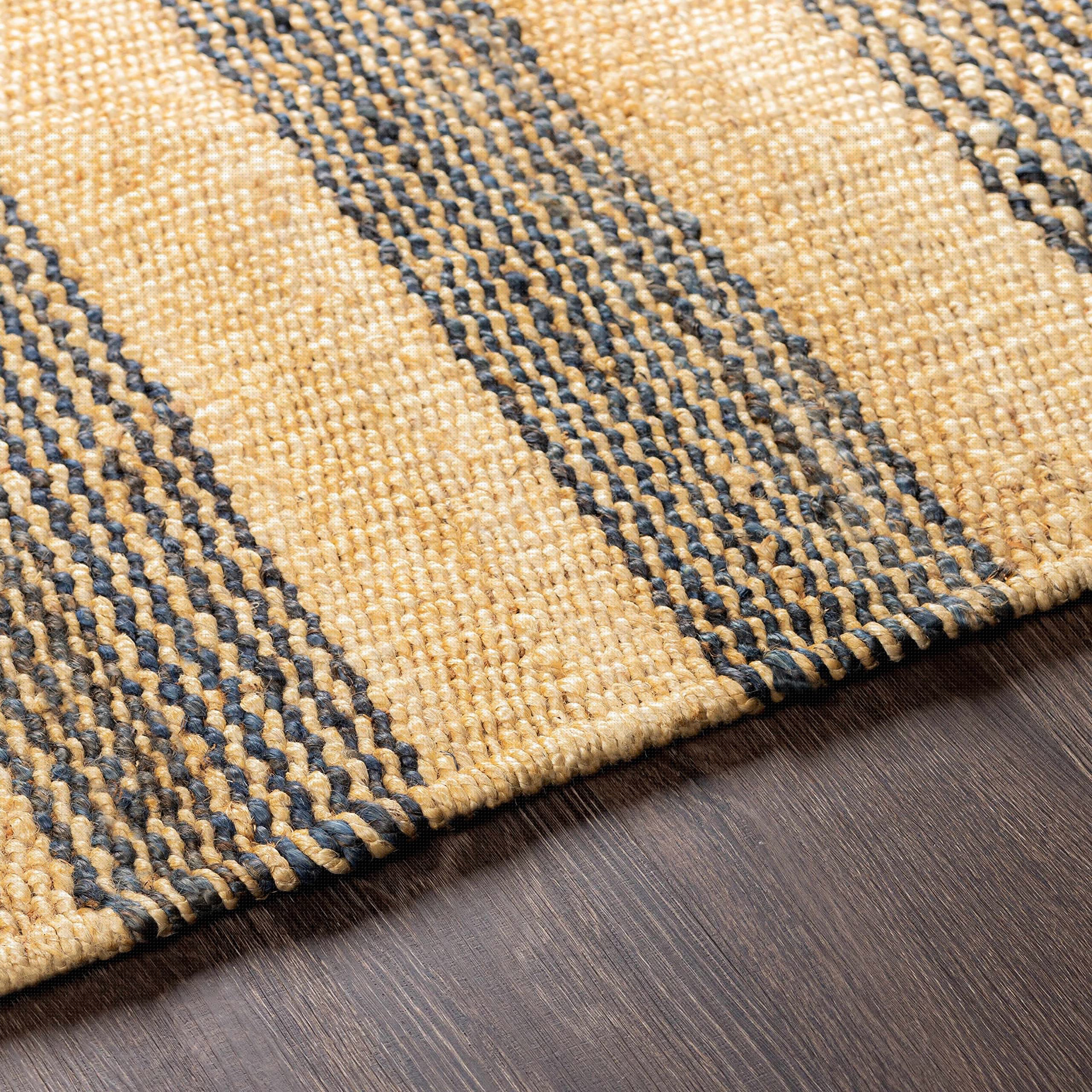 Hauteloom Stapleford Jute Area Rug 2' x 3' - Navy, Cream, Tan - Traditional & Transitional Style - Perfect for Living Room, Bedroom, Home Office - Soft Natural Fiber Floor Mat for Cozy Home Decor