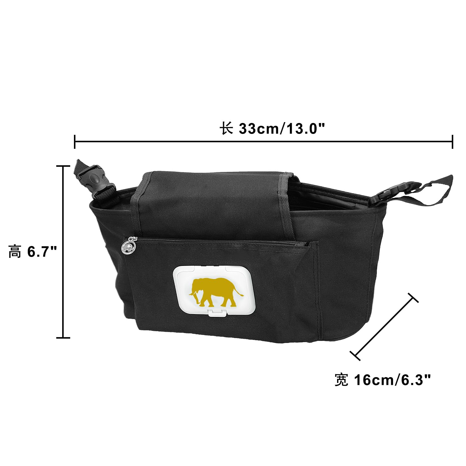 Premium Stroller Organizer with Cup Holder & Adjustable Strap - Universal Stroller Caddy for Diapers, Baby Bottles, Toys & Phone - Fits Uppababy, Bob, Britax, Baby Jogger & Umbrella Strollers - Perfect for Park Outings, Shopping Trips & Daily Walks with Baby
