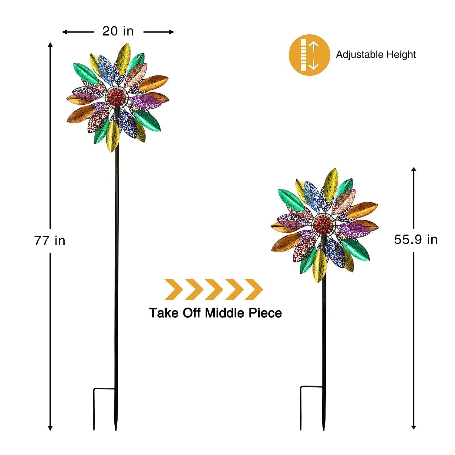 Solar Powered Garden Wind Spinners with LED Lights - 20