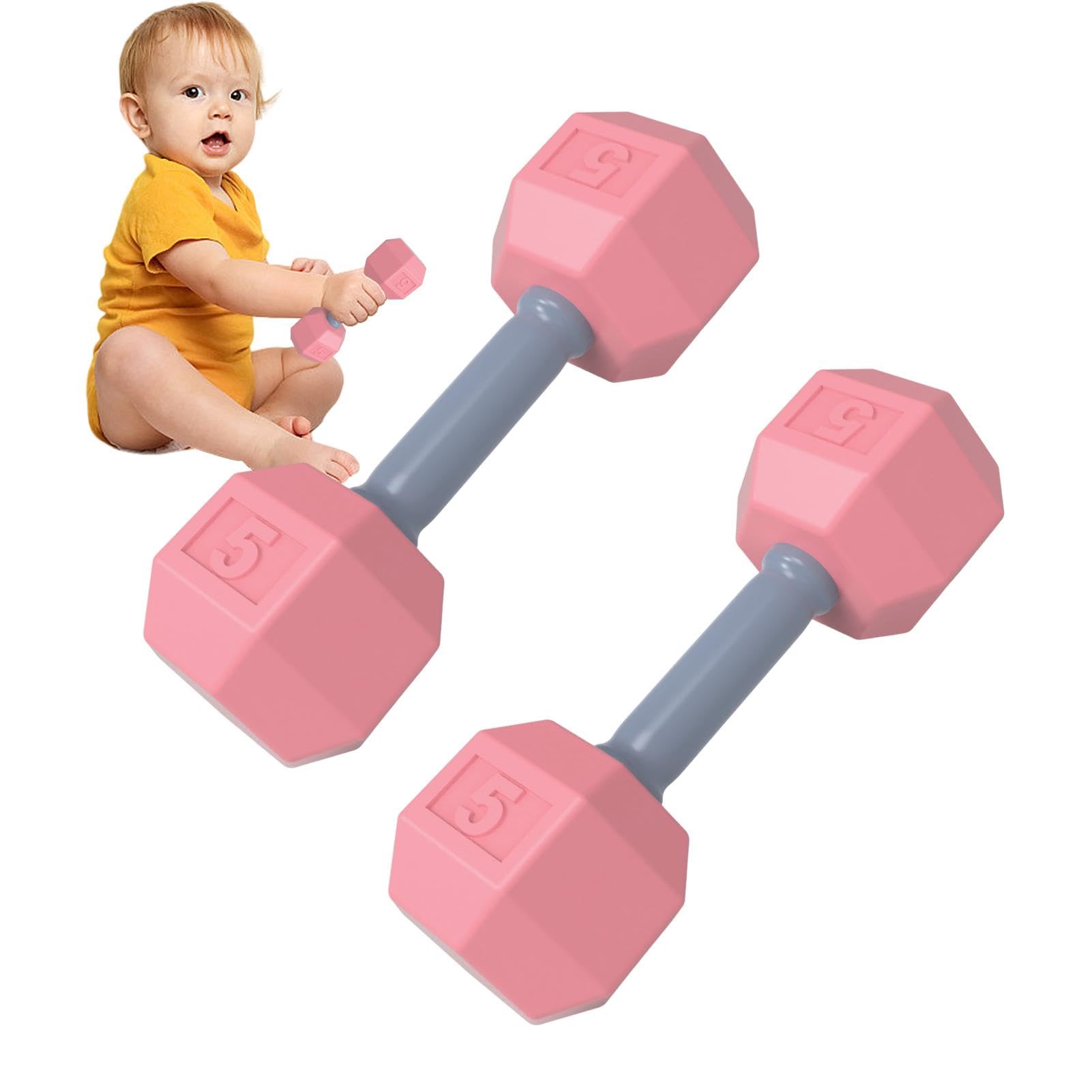 **Aizuoni Dumbbell Rattle Toy - 2-Piece Lightweight Sensory Gym Teether for Baby Workout & Exercise | Perfect for Teething, Sensory Play & Early Development**