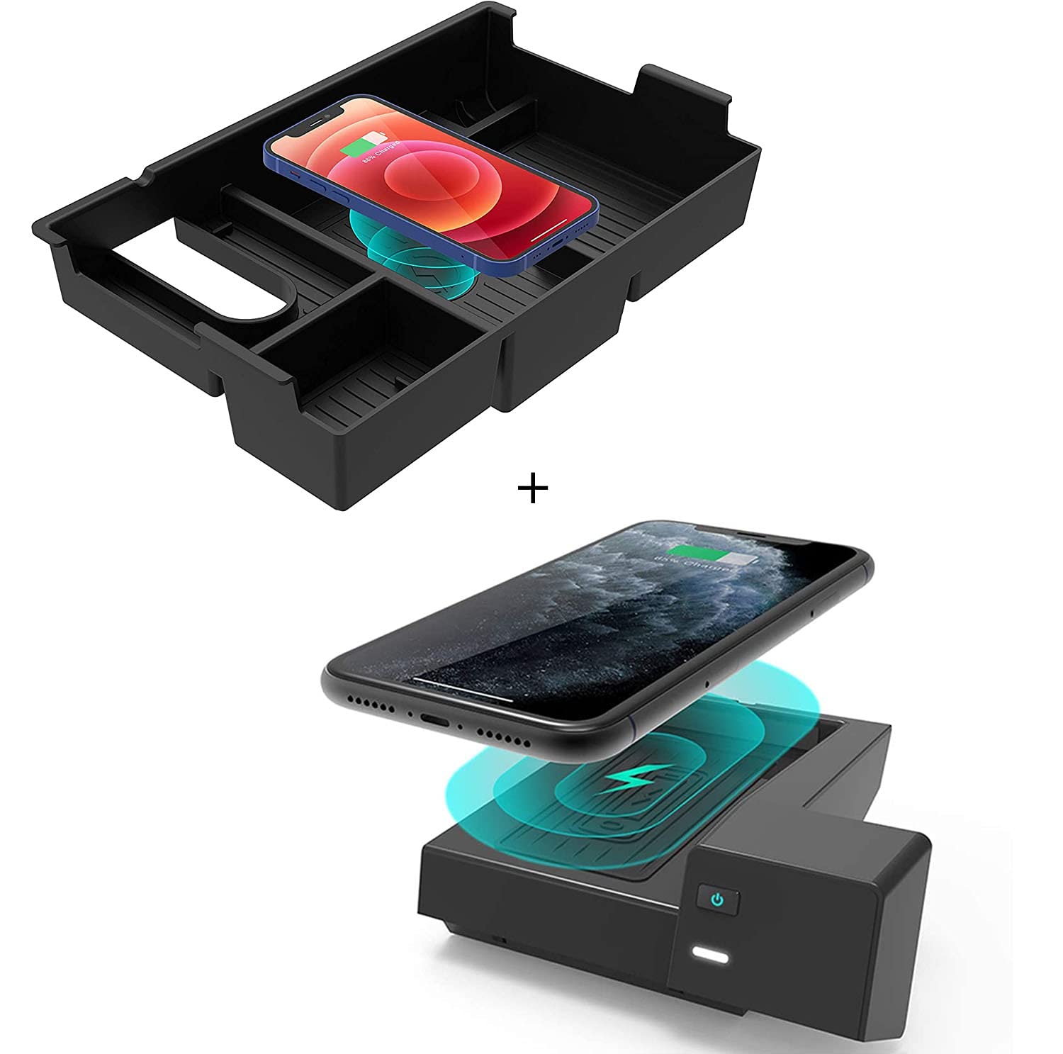 CarQiWireless Wireless Car Charger for Toyota Tundra 2007-2021 & Mercedes Benz C-Class/GLC 2015-2021 - Fast Qi Charging Phone Mount for iPhone & Android - Perfect for Commuting & Road Trips