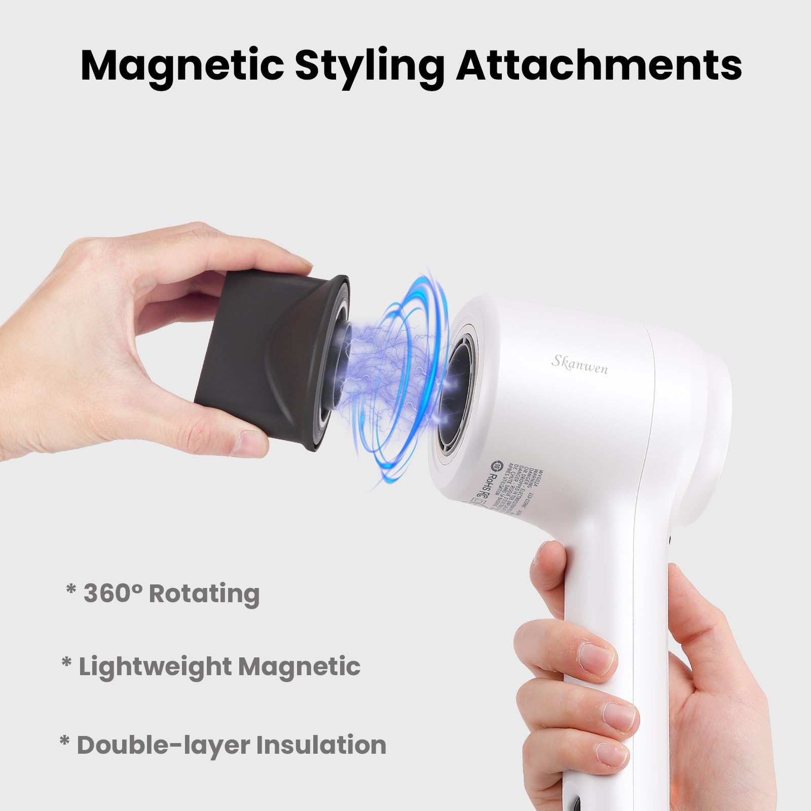 Professional Ionic Hair Dryer - 110,000 RPM High-Speed Blow Dryer with Brushless Motor for Fast Drying | Lightweight & Quiet Hair Dryer with Thermo Control for Women | Perfect for Home Use & Travel (Pearl White) | Salon-Quality Styling for Smooth, Shiny Hair
