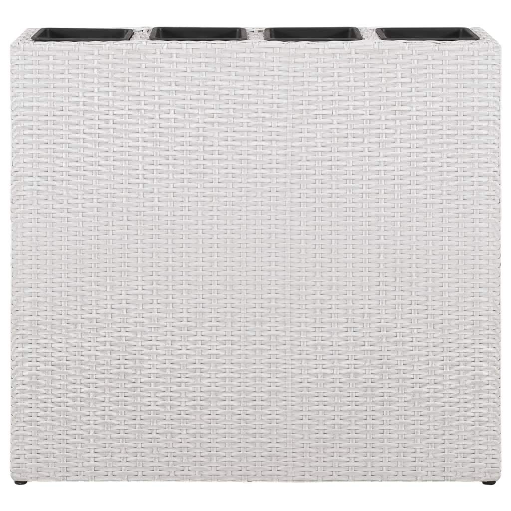 White Poly Rattan Display Risers - 4-Pot Decorative Garden Raised Bed for Growing Herbs, Vegetables & Flowers | Perfect for Patio, Balcony & Indoor Plant Decor
