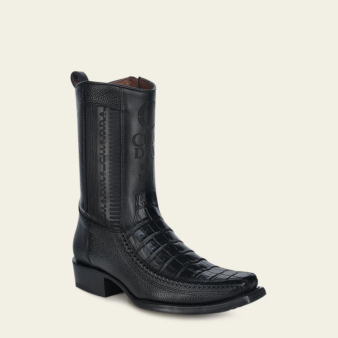 Men's Cuadra Black Leather Cowboy Ankle Boots with Zip - Stylish Western Boots for Riding, Dancing & Casual Wear