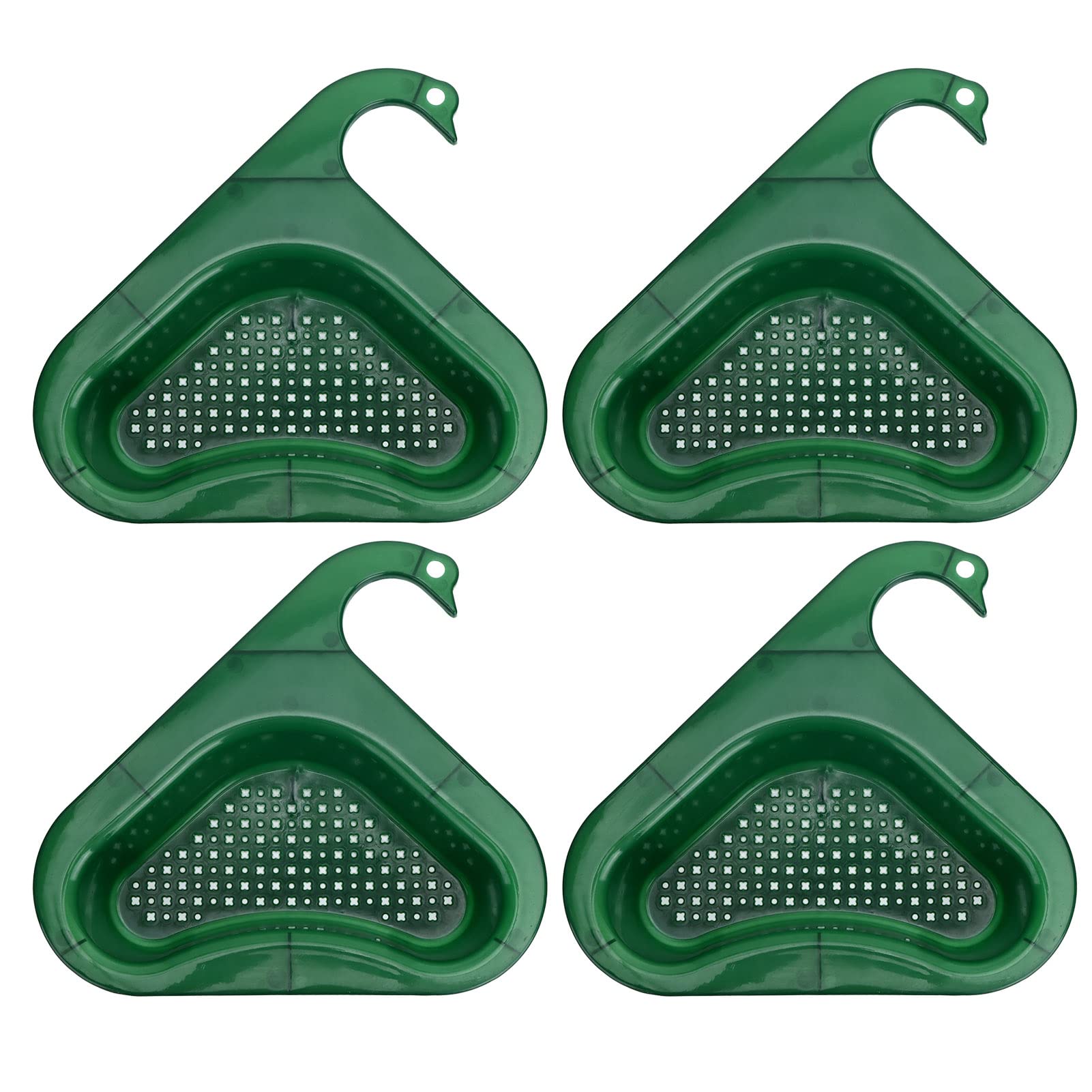 Premium Swan Drain Basket - 4 Pack Pine Green Kitchen Sink Strainer for Corner Triangle Drains | Durable Mesh Filter for Fruits, Vegetables & Dishwashing | Perfect for Farmhouse, RV & Apartment Sinks