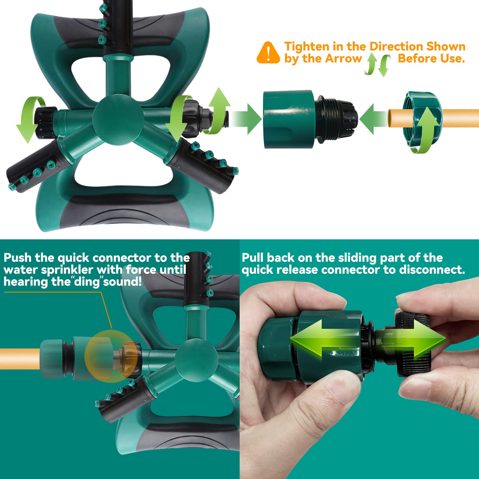 2 Pack 360 Degree Rotating Lawn Sprinklers - Automatic Adjustable Garden Water Sprinkler with 3600 Coverage - Compatible with 3/4