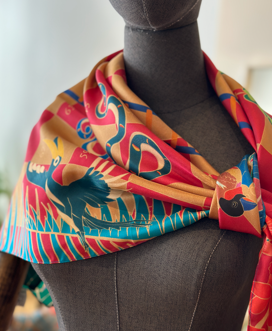 Snakes and Ladders Silk Scarf - Luxury Fashion Accessory for Women, Elegant Gift for Board Game Lovers - Perfect for Parties, Travel and Special Occasions