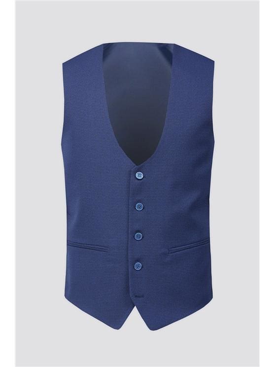 Vintage Rogue Cobalt Graph Check Waistcoat Vest for Men - Classic Formal & Casual Wear | Perfect for Weddings, Parties & Office Outfits