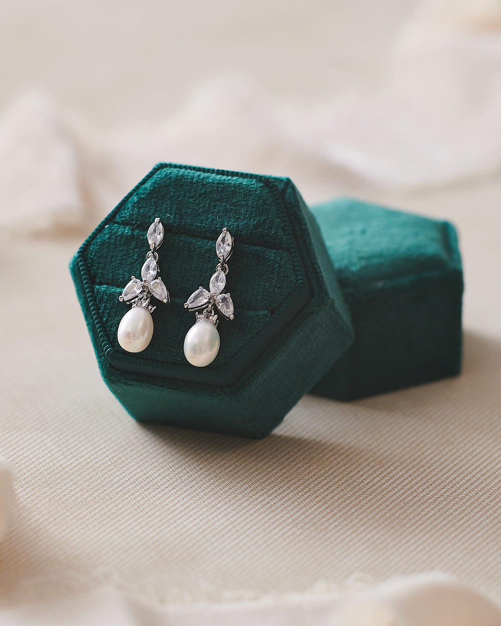 Olivia Freshwater Pearl & Cubic Zirconia Earrings for Women - Elegant Dangle Drop Earrings for Wedding, Party & Special Occasions