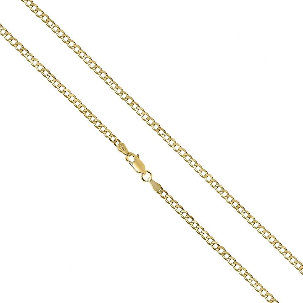 14K Gold Cuban Chain Necklace for Women - 2.25MM Dainty Curb Link Chain in Solid 14K Yellow Gold - Perfect for Layering, Everyday Wear & Special Occasions