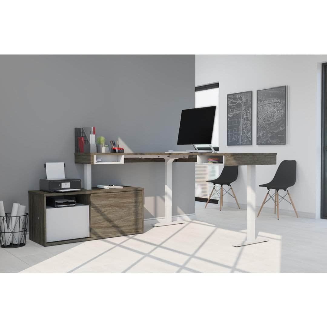 Pro Vega L-Shaped Standing Desk with Credenza - 2 Color Options | Ergonomic Home Office Furniture for Workspace & Productivity