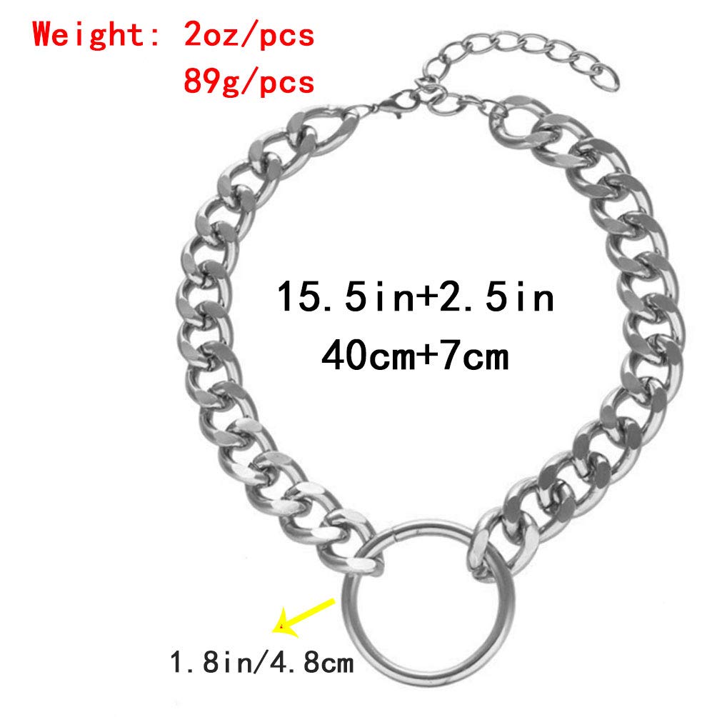 Chunky Punk Chain Silver Statement Collar Necklace for Women | Bold Gothic Jewelry for Party, Concert & Everyday Fashion
