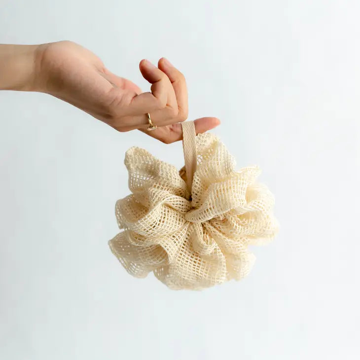 Organic Cotton Shower Pouf - Exfoliating Bath Sponge for Soft Skin | Gentle Body Scrubber for Spa & Home Use