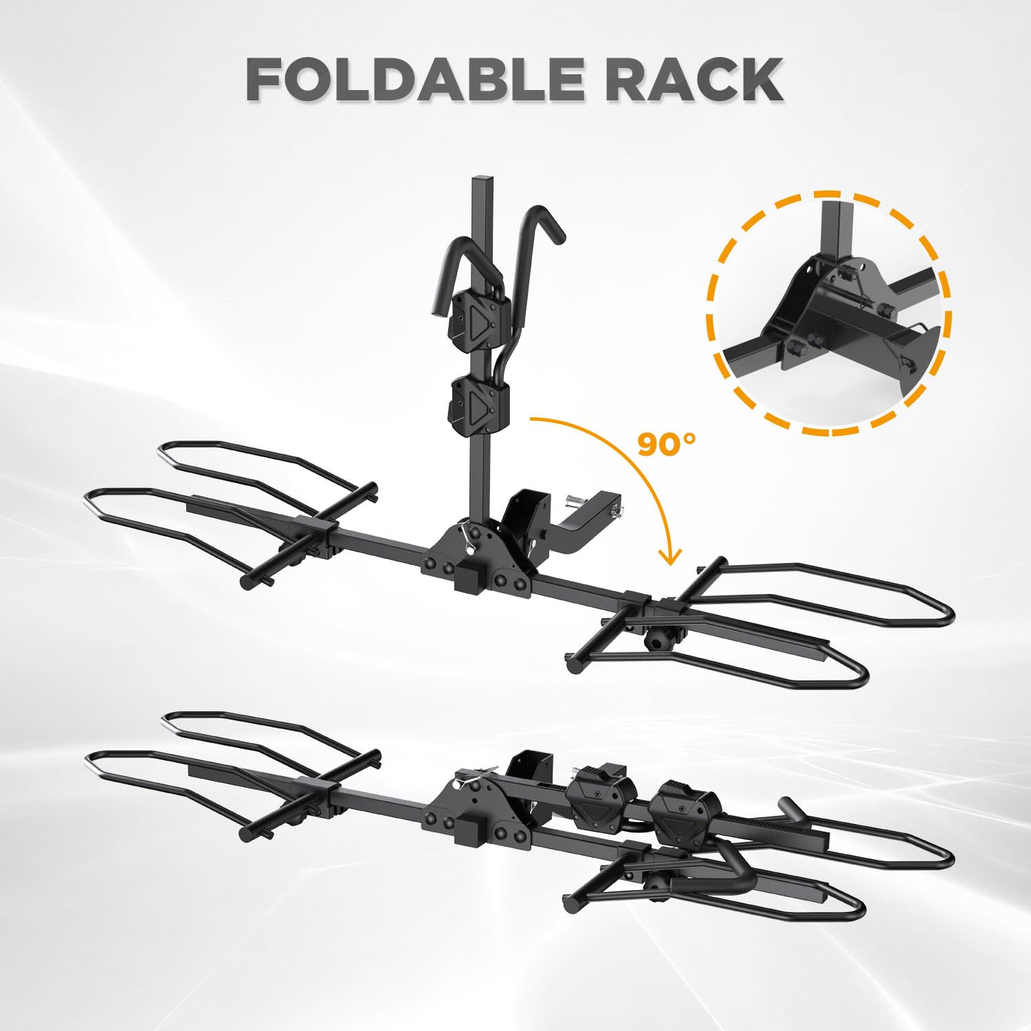 Heavy Duty 2-Bike Hitch Rack for E-Bikes & Fat Tire Bicycles - 160 lbs Capacity, Wobble-Free Smart Tilting Folding Design - Fits 2-Inch Receiver - Perfect for Road Trips, Camping & Outdoor Adventures