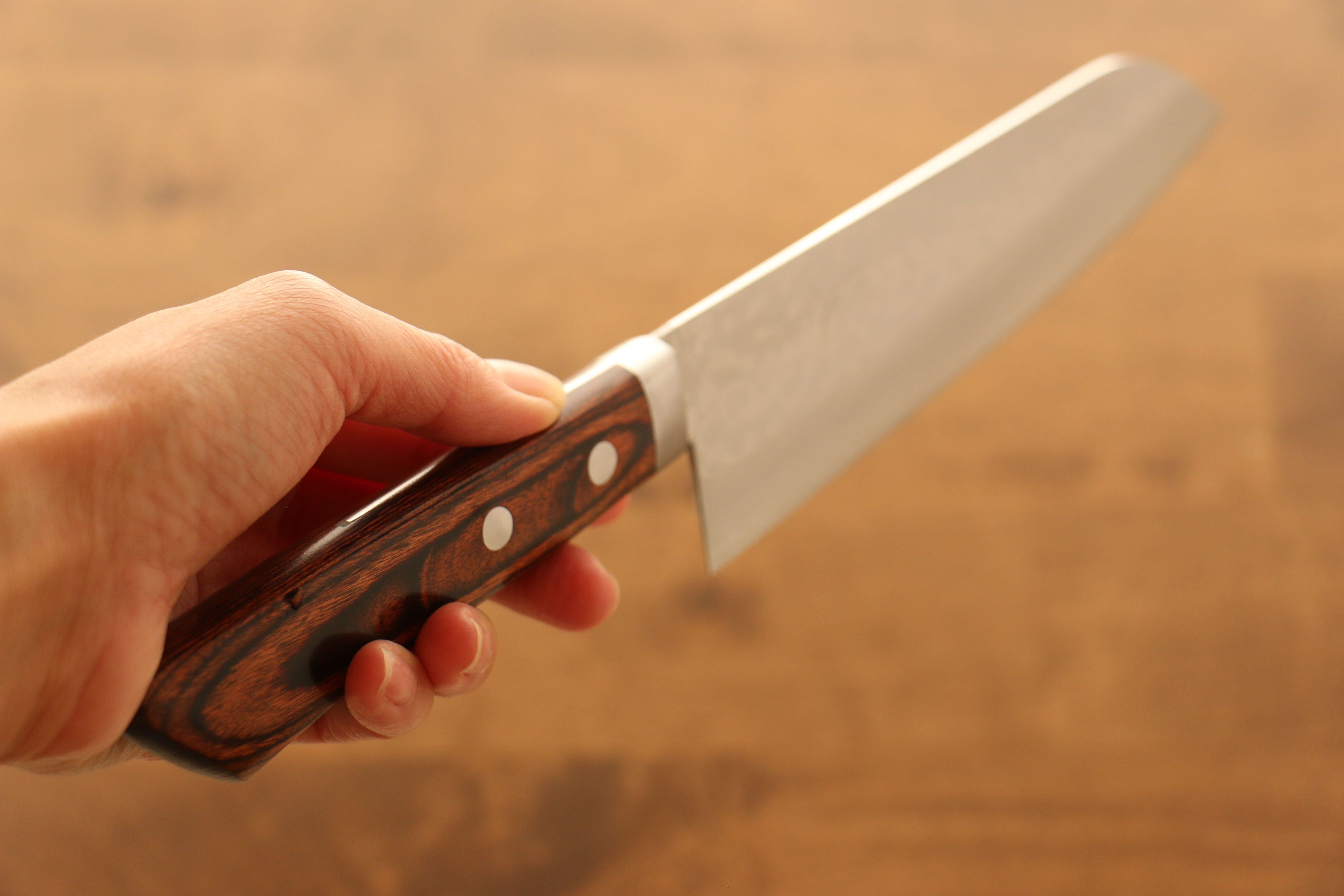Premium Kunihira Sairyu VG10 Damascus Steel Santoku Knife 170mm with Mahogany Handle - Japanese Kitchen Knife for Professional Chefs & Home Cooking, Perfect for Slicing, Dicing & Chopping Vegetables, Meat & Fish