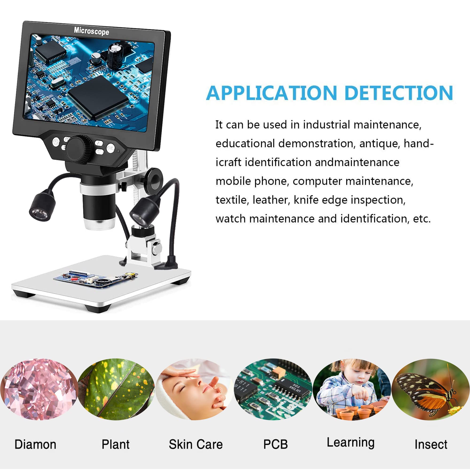 1200X LCD Digital Microscope with 12MP Camera & 7